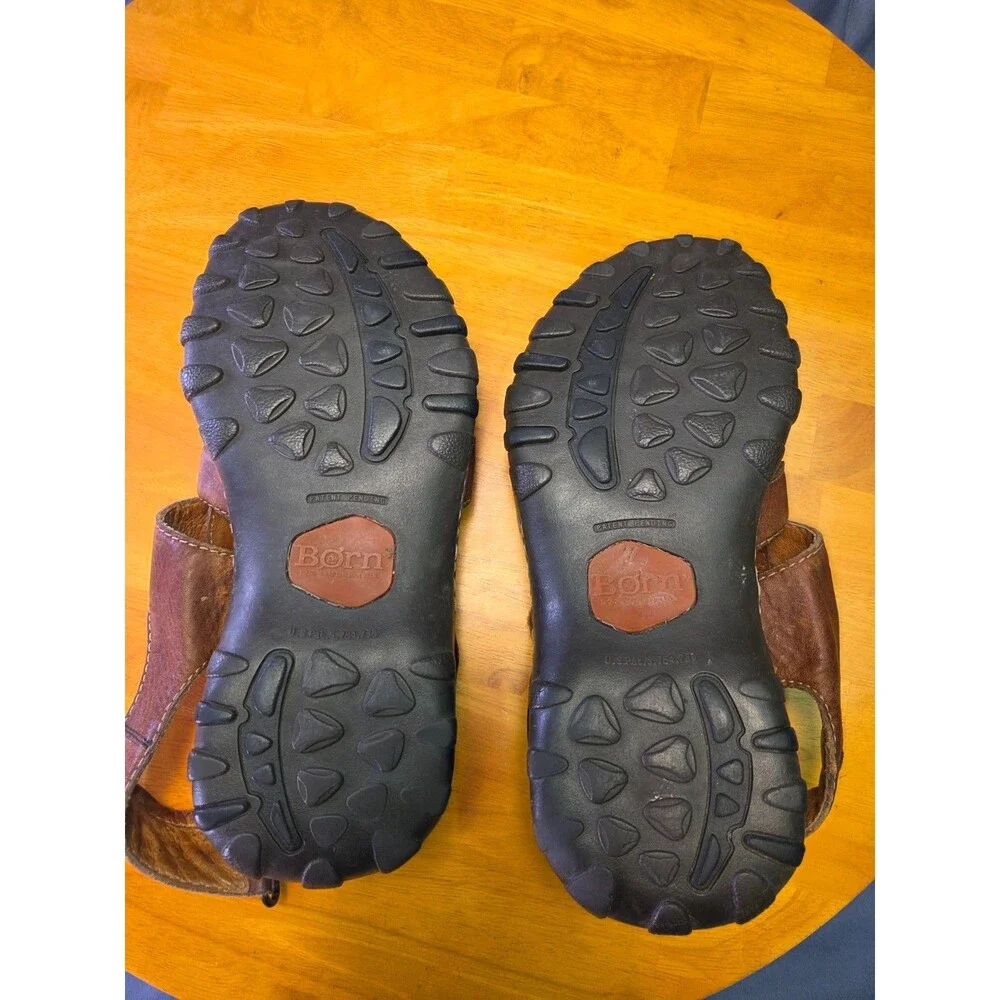 Børn Men's Brown Leather Fisherman Sandals, Size 8